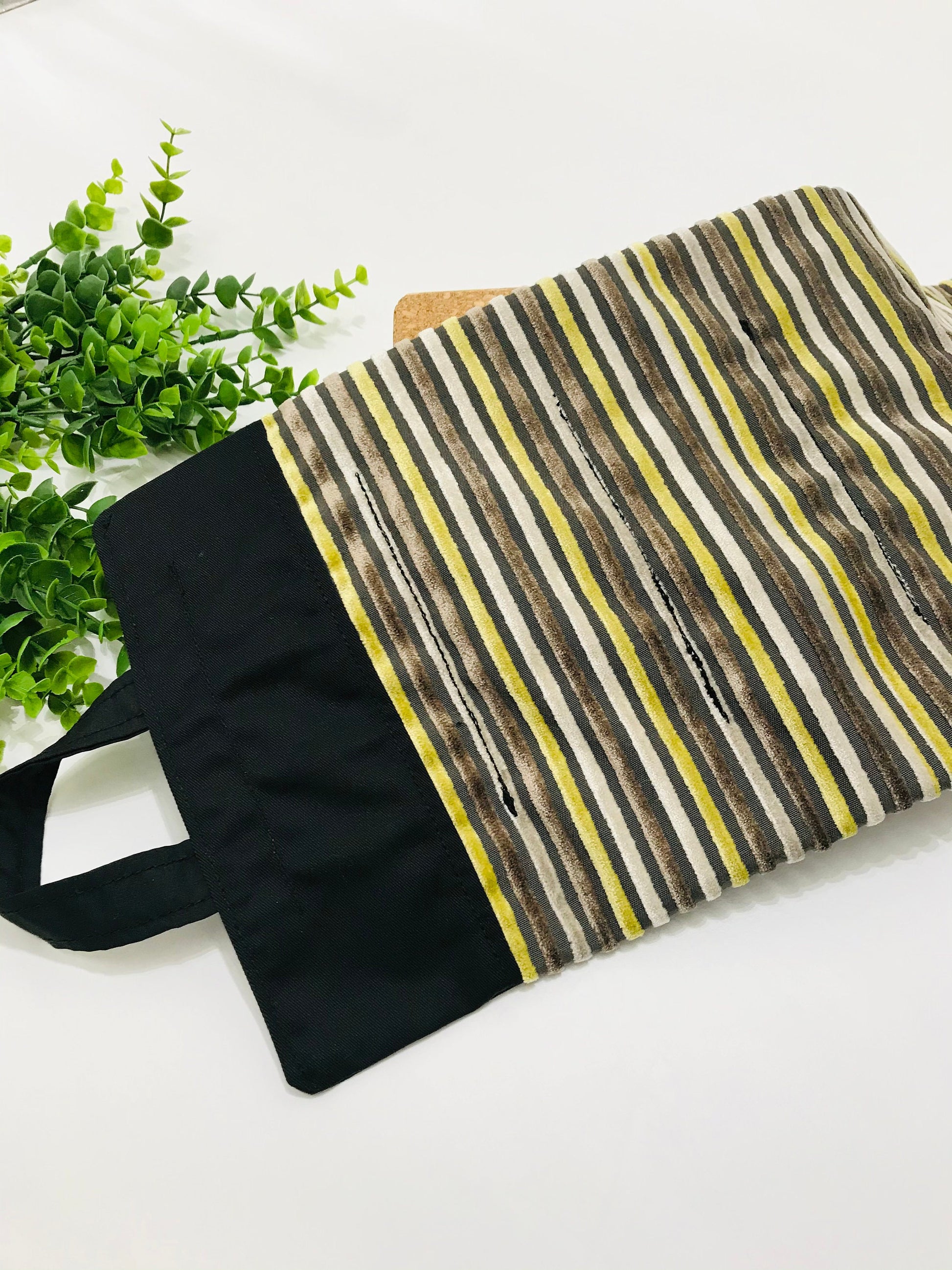 Yoga Sandbag version by My Yoga Room Elements. Add grounding to your practice with this heatable yoga prop. Handcrafted in Calgary in plush striped fabric.