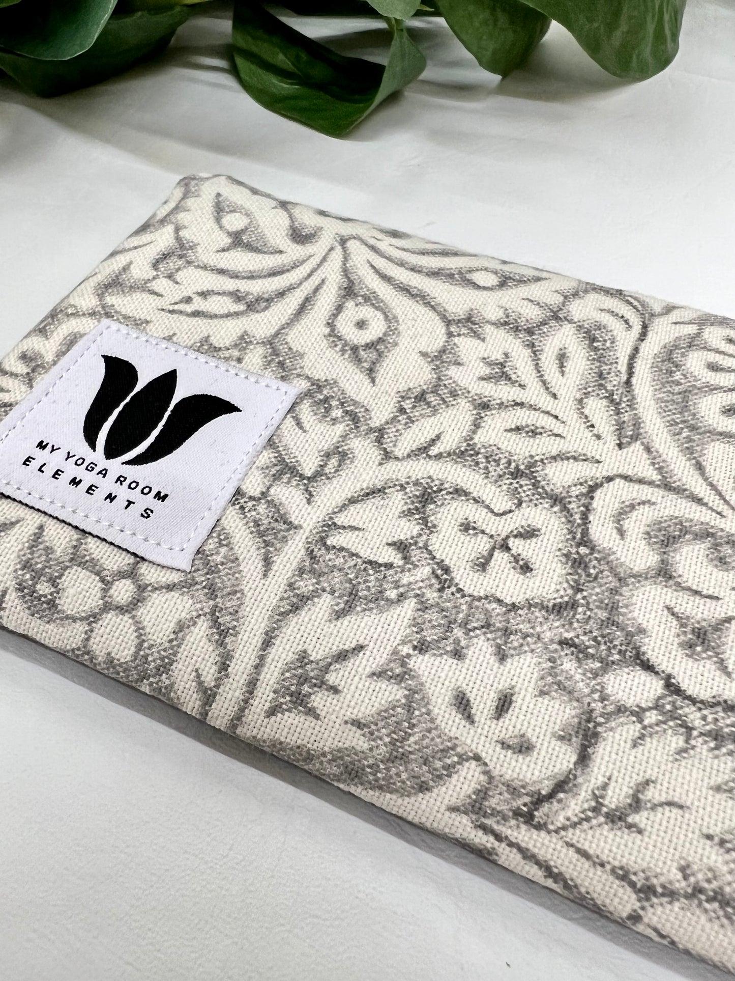 Unscented Eye Pillow in  Two Tone Grey and White Floral Print 100% cotton and organic bamboo fabric. Made in Canada by My Yoga Room Elements
