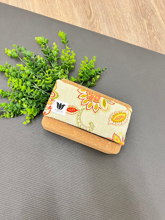 Bright Citrus Floral Print Luxury Eye Pillow with soft bamboo fabric backing, Made in Canada by My Yoga Room Elements.