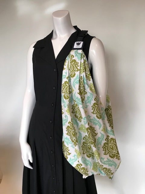 Turn your infinity scarf into a support for your meditation practice, quick snap and adjust to align the spine and sit in comfort. Created by My Yoga Room Elements and produced in Canada . Shades of Green Damask 